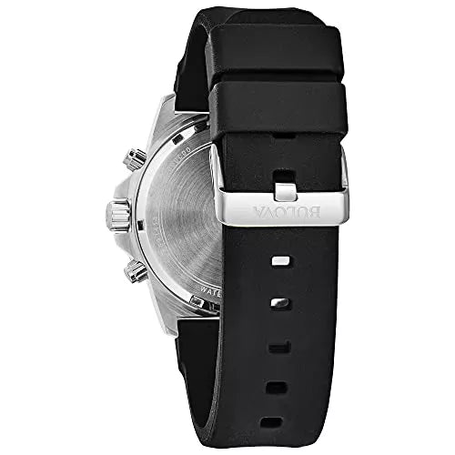 Shop Authentic Bulova Marine Star Chronograph Black Dial Black Rubber Strap Watch for Men - 98B127 - Luxxuri