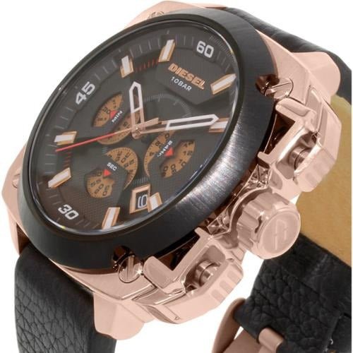  Shop Authentic Diesel BAMF Chronograph Black Dial Black Leather Strap Watch For Men - DZ7346 - Luxxuri