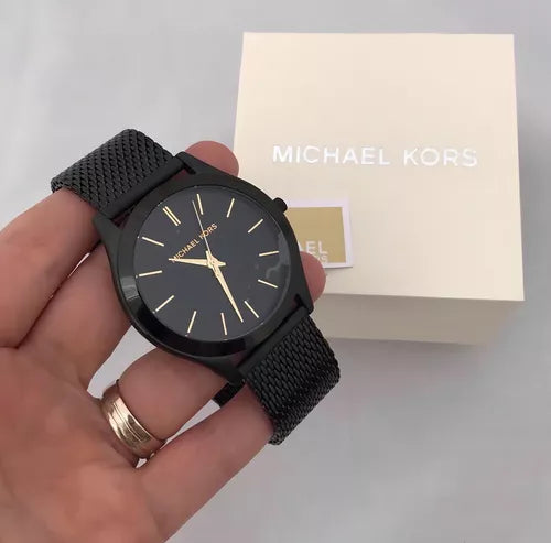  Shop Authentic Michael Kors Slim Runway Black Dial Black Mesh Strap Watch for Women - MK8607 - Luxxuri