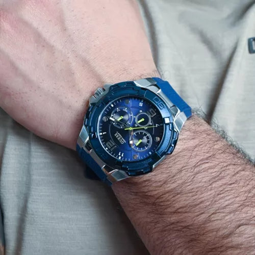  Shop Authentic Guess Genesis Multi Function Analog Blue Dial Blue Rubber Strap Watch For Men - W1254G1 - Luxxuri