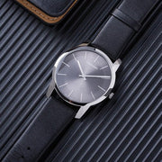  Shop Authentic Calvin Klein City Grey Dial Black Leather Strap Watch For Men - K2G21107 - Luxxuri