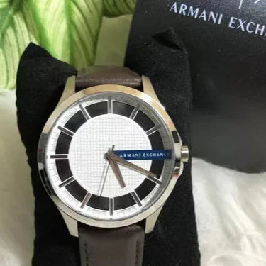  Shop Authentic Armani Exchange Hampton Chronograph White Dial Brown Leather Strap Watch For Men - AX2187 - Luxxuri