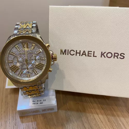  Shop Authentic Michael Kors Wren Chronograph Crystals Silver Two Tone Steel Strap Watch for Women - MK6953 - Luxxuri