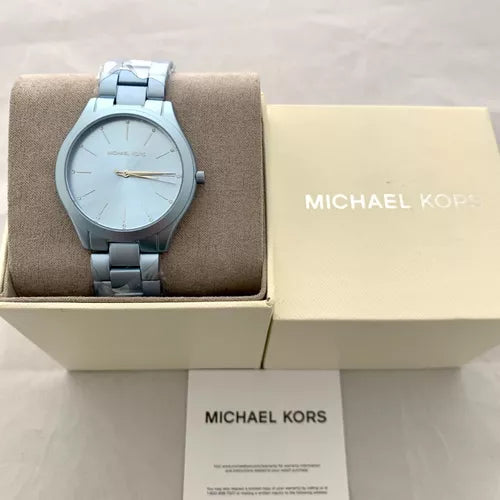  Shop Authentic Michael Kors Slim Runway Blue Dial Blue Steel Strap Watch For Women - MK4548 - Luxxuri