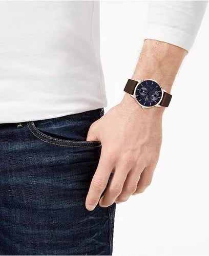  Shop Authentic Tommy Hilfiger Hunter Blue Dial Brown Leather Strap Watch for Men - 1791605 - Luxxuri