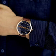  Shop Authentic Armani Exchange Hampton Chronograph Blue Dial Brown Leather Strap Watch For Men - AX2172 - Luxxuri