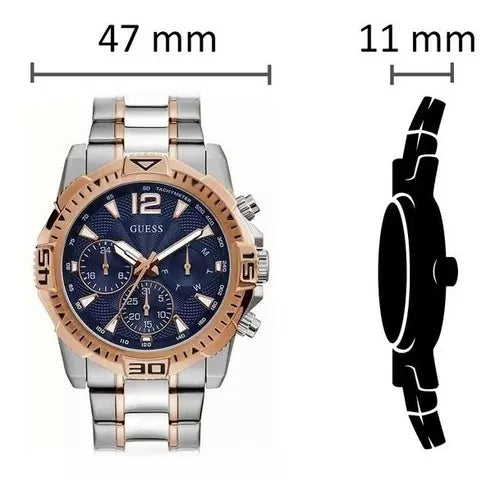  Shop Authentic Guess Commander Chronograph Blue Dial Two Tone Steel Strap Watch for Men - GW0056G5 - Luxxuri