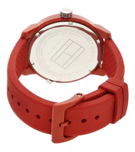  Shop Authentic Tommy Hilfiger Denim Quartz Red Dial Red Rubber Strap Watch for Men - 1791323 - Luxxuri