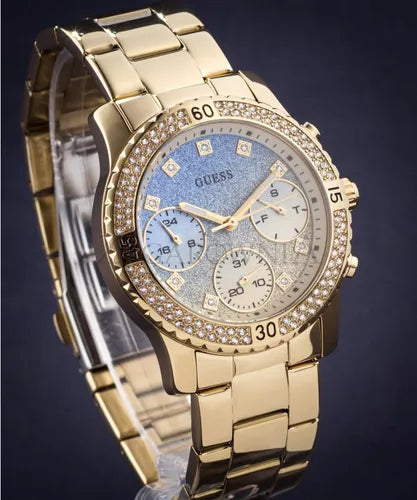  Shop Authentic Guess Confetti Diamonds Gold Dial Gold Steel Strap Watch for Women - W0774L2 - Luxxuri