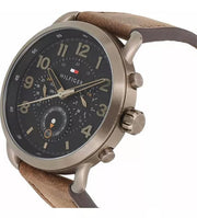  Shop Authentic Tommy Hilfiger Briggs Chronograph Black Dial Brown Leather Strap Watch for Men - 1791425 - Luxxuri