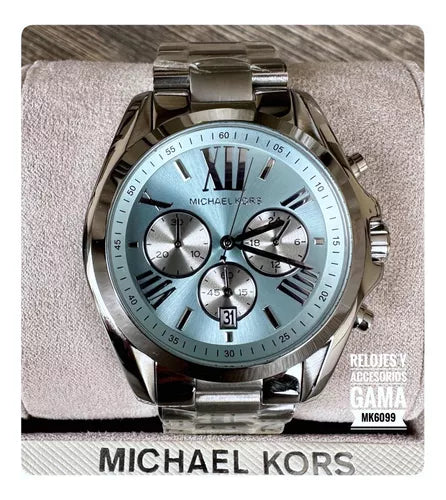  Shop Authentic Michael Kors Bradshaw Chronograph Blue Dial Silver Steel Strap Watch For Women - MK6099 - Luxxuri