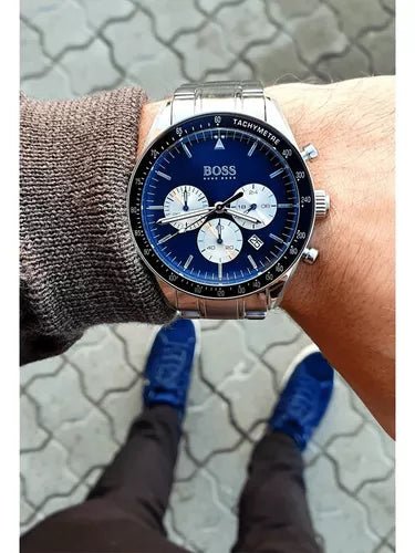  Shop Authentic Hugo Boss Chronograph Blue Dial Silver Steel Strap Watch for Men - 1513630 - Luxxuri
