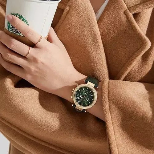  Shop Authentic Michael Kors Parker Chronograph Green Dial Green Leather Strap Watch For Women - MK6985 - Luxxuri