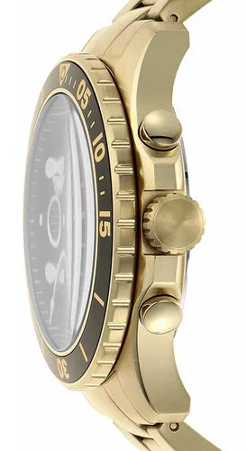  Shop Authentic Fossil FB-03 Chronograph Black Dial Gold Steel Strap Watch for Men - FS5727 - Luxxuri