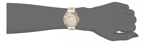  Shop Authentic Guess Queen Quartz Gold Dial White Silicone Strap Watch For Women - GW0536L2 - Luxxuri