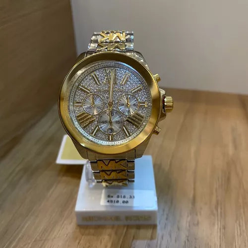  Shop Authentic Michael Kors Wren Chronograph Crystals Silver Two Tone Steel Strap Watch for Women - MK6953 - Luxxuri