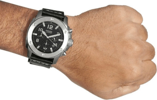  Shop Authentic Fossil Modern Machine Chronograph Black Dial Black Leather Strap Watch for Men - FS4928 - Luxxuri