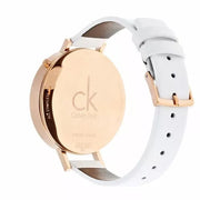  Shop Authentic Calvin Klein Equal Silver Dial White Leather Strap Watch for Women - K3E236L6 - Luxxuri