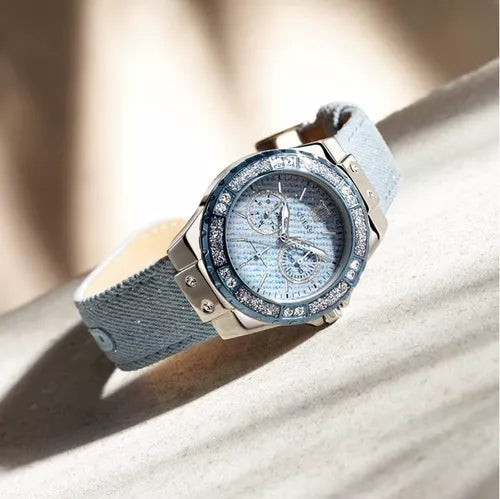  Shop Authentic Guess Limelight Quartz Blue Dial Blue Leather Strap Watch For Men - W0775l1 - Luxxuri