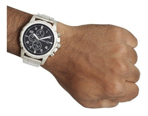  Shop Authentic Fossil Dean Chronograph Black Dial Silver Steel Strap Watch for Men - FS4542 - Luxxuri