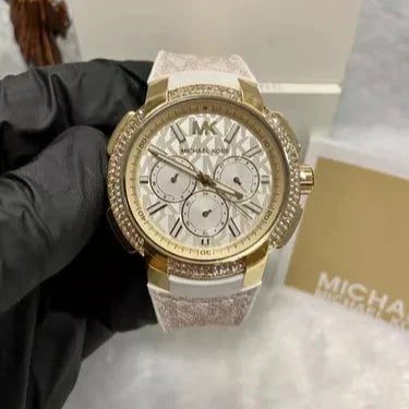  Shop Authentic Michael Kors Sydney Quartz White Dial White Leather Strap Watch For Women - MK7221 - Luxxuri