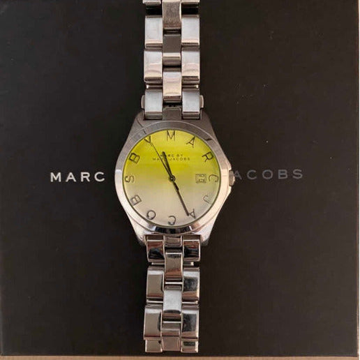  Shop Authentic Marc Jacobs Henry Yellow Dial Silver Steel Strap Watch for Women - MBM3201 - Luxxuri