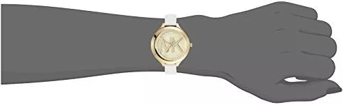 Shop Authentic Michael Kors Slim Runway Quartz Gold Dial White Leather Strap Watch For Women - MK2389 - Luxxuri