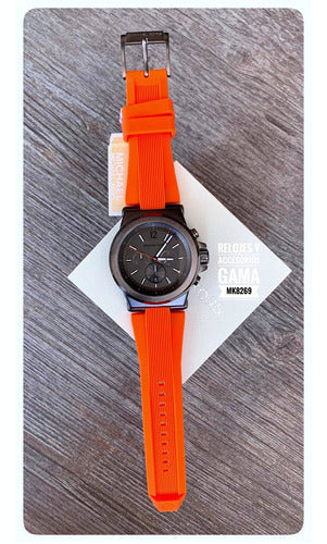  Shop Authentic Michael Kors Dylan Chronograph Grey Dial Orange Rubber Strap Watch for Men - MK8296 - Luxxuri