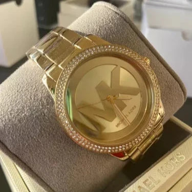 Shop Authentic Michael Kors Tibby Three Hand Gold Dial Gold Steel Strap Watch For Women - MK6879 - Luxxuri