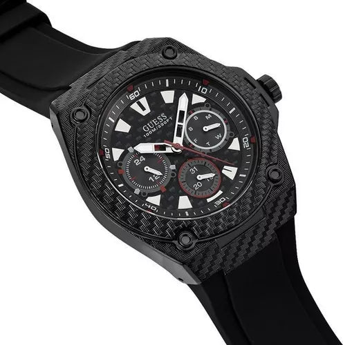  Shop Authentic Guess Legacy Black Dial Black Rubber Strap Watch For Men - W1048G2 - Luxxuri