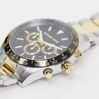  Shop Authentic Michael Kors Layton Chronograph Black Dial Two Tone Steel Strap Watch For Men - MK8784 - Luxxuri