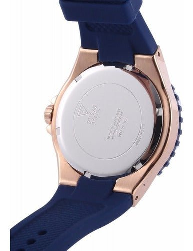  Shop Authentic Guess Interpid White & Rose Gold Dial Blue Silicone Strap Watch For Women - W0325L8 - Luxxuri