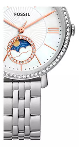  Shop Authentic Fossil Jacqueline Multifunction Moonphase White Dial Silver Steel Strap Watch for Women - ES5164 - Luxxuri
