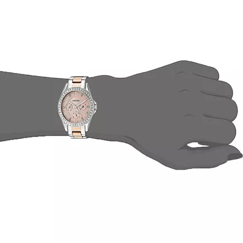  Shop Authentic Fossil Riley Multifunction Rose Gold Dial Two Tone Steel Strap Watch for Women - ES4145 - Luxxuri