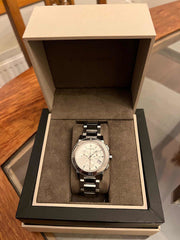  Shop Authentic Burberry City Chronograph White Dial Silver Steel Strap Watch For Women - BU9700 - Luxxuri