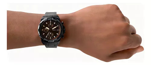  Shop Authentic Fossil Bronson Chronograph Black Dial Black Steel Strap Watch for Men - FS5851 - Luxxuri