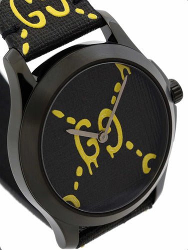  Shop Authentic Gucci G Timeless Ghost Black Dial Black Leather Strap Watch For Men - YA1264019 - Luxxuri