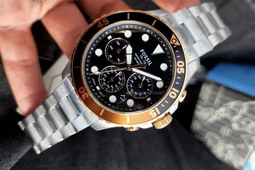  Shop Authentic Fossil FB-03 Chronograph Black Dial Silver Steel Strap Watch for Men - FS5768 - Luxxuri