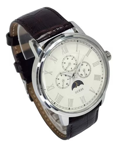  Shop Authentic Guess Delancy Quartz White Dial Brown Leather Strap Watch For Men - W0870G1 - Luxxuri