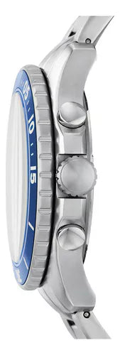  Shop Authentic Fossil FB-03 Chronograph Blue Dial Silver Steel Strap Watch for Men - FS5724 - Luxxuri