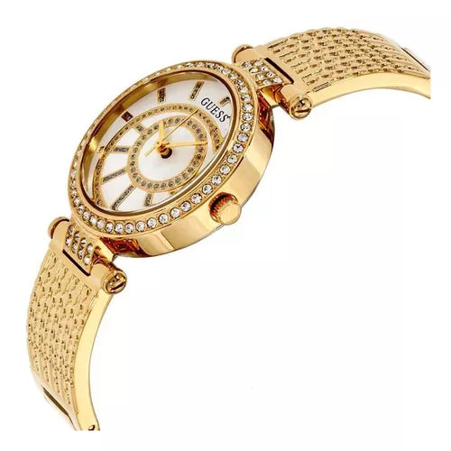  Shop Authentic Guess Muse Crystals White Dial Rose Gold Steel Strap Watch For Women - W1008L2 - Luxxuri