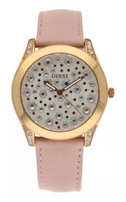  Shop Authentic Guess Wonderlust Beige Dial Pink Leather Strap Watch for Women - W1065L1 - Luxxuri