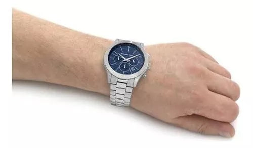  Shop Authentic Michael Kors Slim Runway Chronograph Blue Dial Silver Steel Strap Watch For Men - MK8917 - Luxxuri