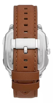  Shop Authentic Fossil Inscription Multifunction Silver Dial Brown Leather Strap Watch for Men - BQ2658 - Luxxuri