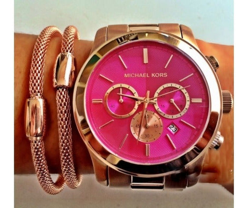  Shop Authentic Michael Kors Runway Pink Dial Rose Gold Steel Strap Watch for Women - MK5931 - Luxxuri