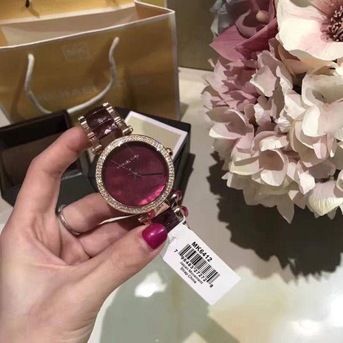  Shop Authentic Michael Kors Parker Maroon Dial Two Tone Steel Strap Watch for Women - MK6412 - Luxxuri