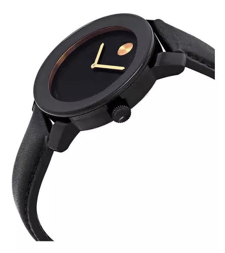  Shop Authentic Movado Bold Black Dial Black Leather Strap Watch for Women - 3600527 - Luxxuri