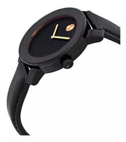  Shop Authentic Movado Bold Black Dial Black Leather Strap Watch for Women - 3600527 - Luxxuri