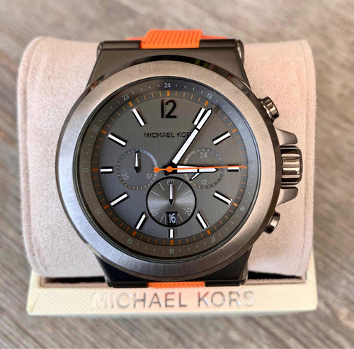  Shop Authentic Michael Kors Dylan Chronograph Grey Dial Orange Rubber Strap Watch for Men - MK8296 - Luxxuri
