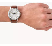  Shop Authentic Fossil Retro Pilot Chronograph Silver Dial Brown Leather Strap Watch for Men - FS5809 - Luxxuri